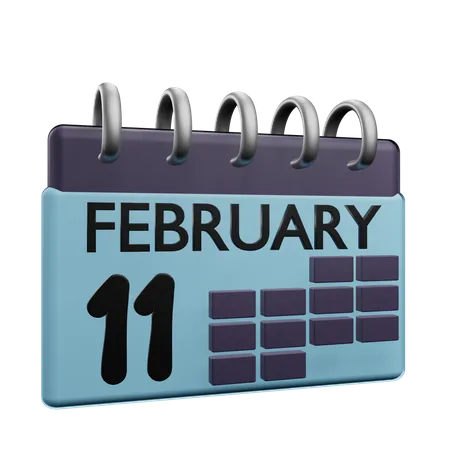 11 February Calender  3D Icon