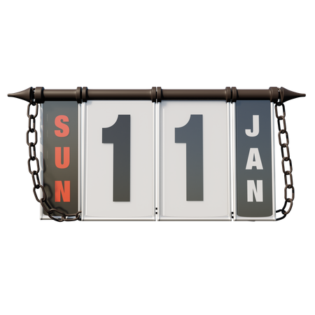 11. Januar Sonntag  3D Illustration