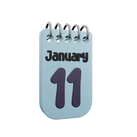 11 January Calender  3D Icon
