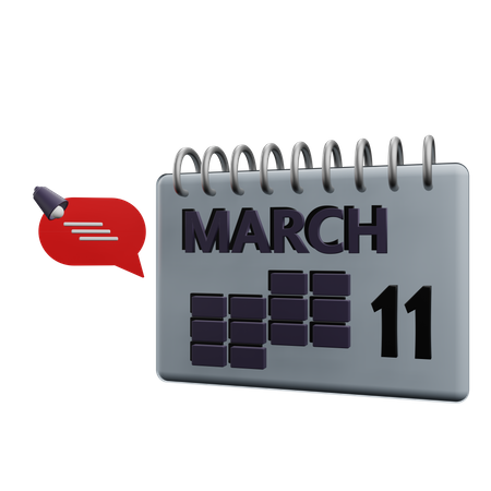 11. März Kalender  3D Icon