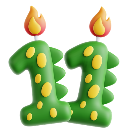 11 bougies dinosaures mignonnes  3D Icon