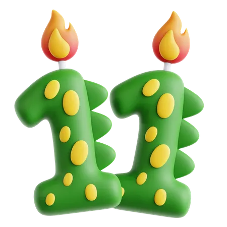 11 bougies dinosaures mignonnes  3D Icon