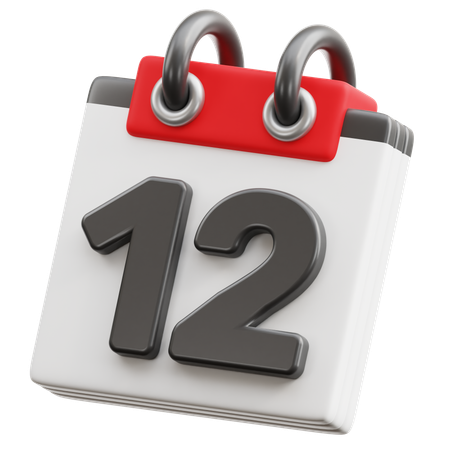 달력 날짜 12  3D Icon