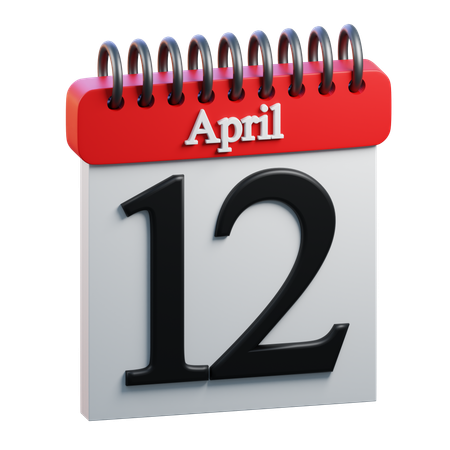12 April Calendar  3D Icon