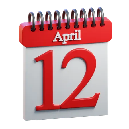12 April Calendar  3D Icon