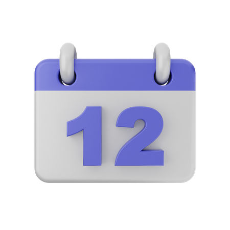 Calendário de 12 datas  3D Icon