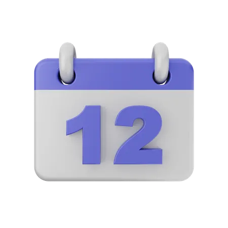 Calendário de 12 datas  3D Icon