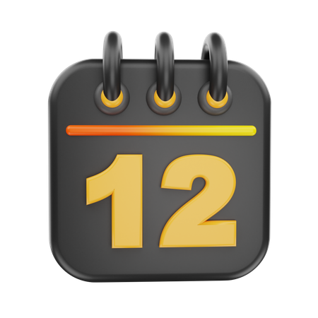 12 Date  3D Icon