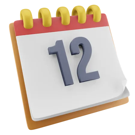 12 Date  3D Icon