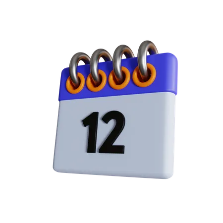 12 Date  3D Icon