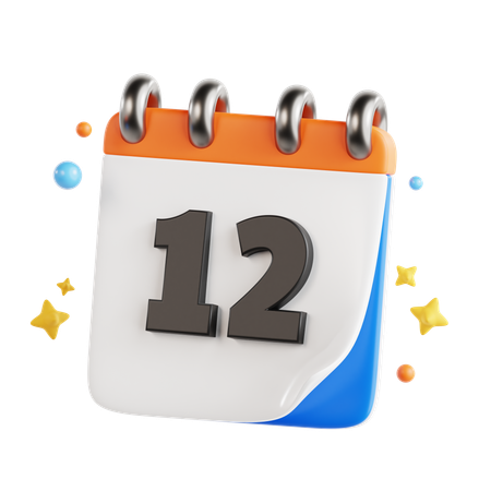 12 Date  3D Icon