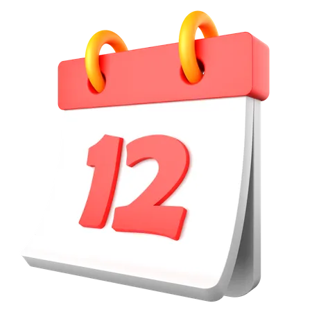 12 Date  3D Icon