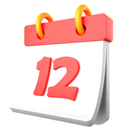 12 Date  3D Icon