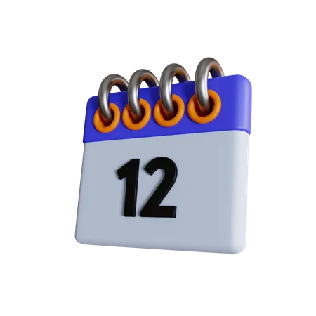 Day 12 Calendar With Day Off And Holiday Options With Normal And Isometric Views 3D Icon