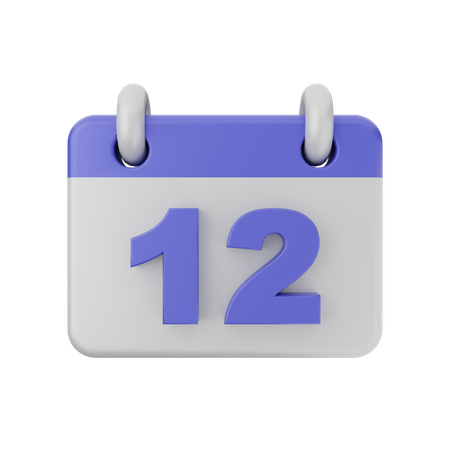 12 Date Calendar  3D Icon