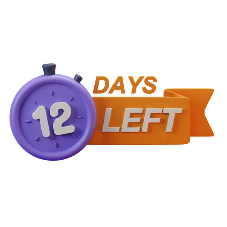 12 Days Left  3D Icon