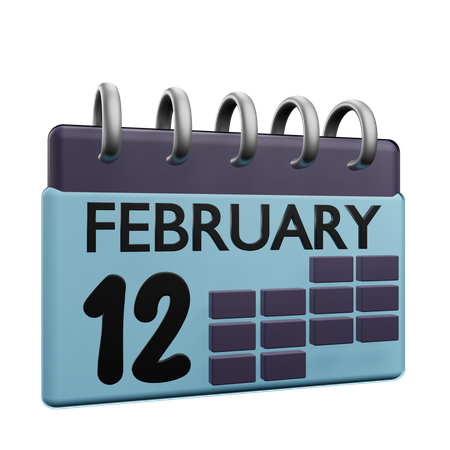 12. Februar Kalender  3D Icon