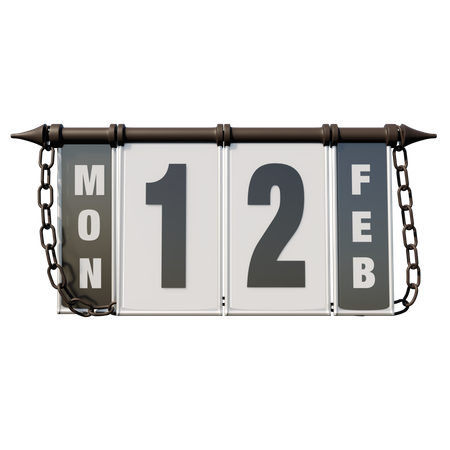 12. Februar Montag  3D Illustration