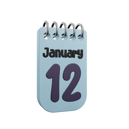 12 January Calender  3D Icon