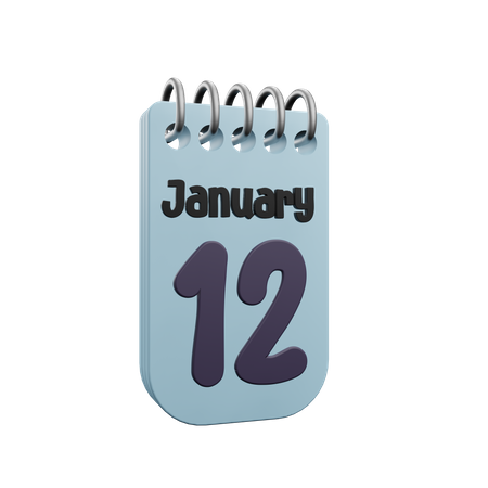 12 January Calender  3D Icon