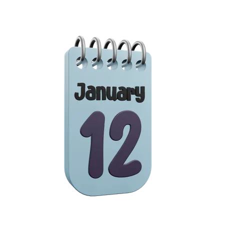 Calendrier du 12 janvier  3D Icon