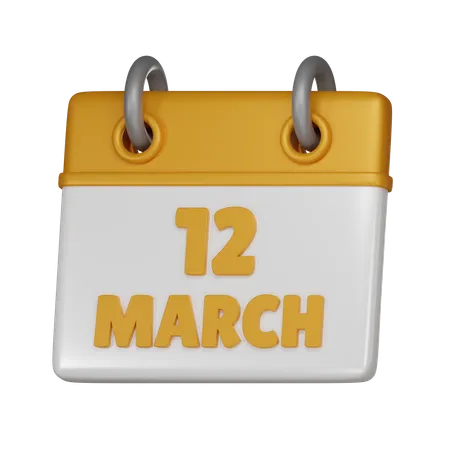 12 March  3D Icon