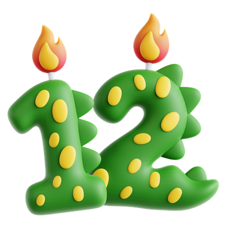 12 bougies dinosaures mignonnes  3D Icon