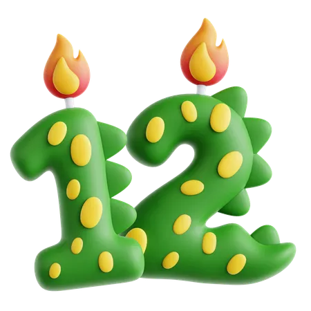 12 bougies dinosaures mignonnes  3D Icon