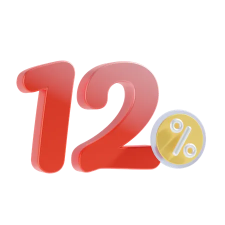 12 por ciento  3D Icon