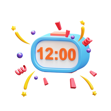 12.00 alarm clock  3D Icon