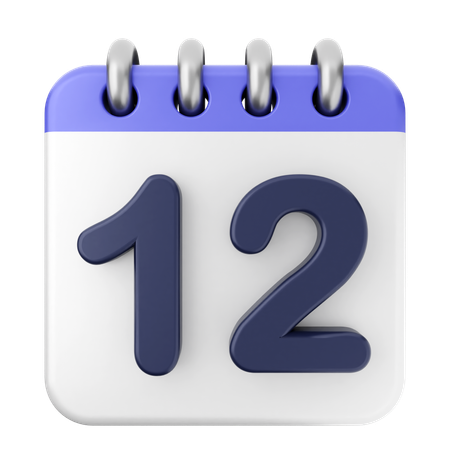 12th Calendar  3D Icon
