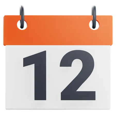 3 D 12 Th Twelve Day Of Month Calendar Illustration 3D Icon