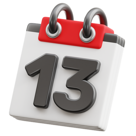 달력 날짜 13  3D Icon