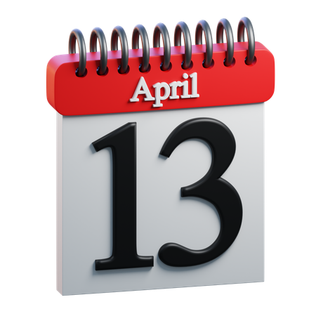 13 April Calendar  3D Icon