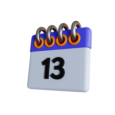 Day 13 Calendar With Day Off And Holiday Options With Normal And Isometric Views 3D Icon