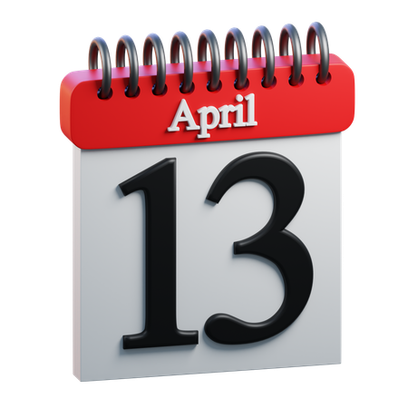 Calendário de 13 de abril  3D Icon