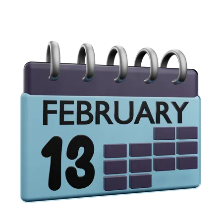 13. Februar Kalender  3D Icon