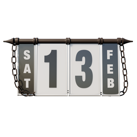 13. Februar Samstag  3D Illustration