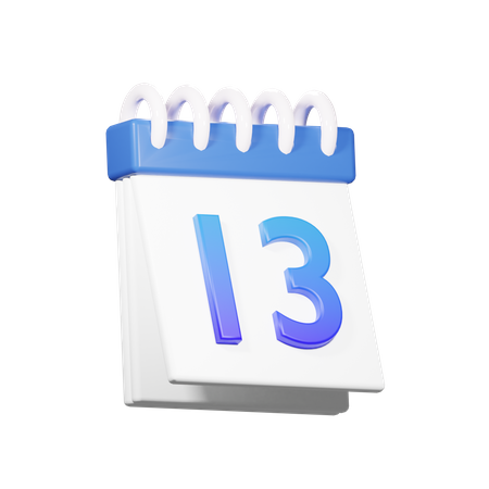 13 fecha  3D Icon