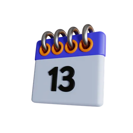 13 fecha  3D Icon