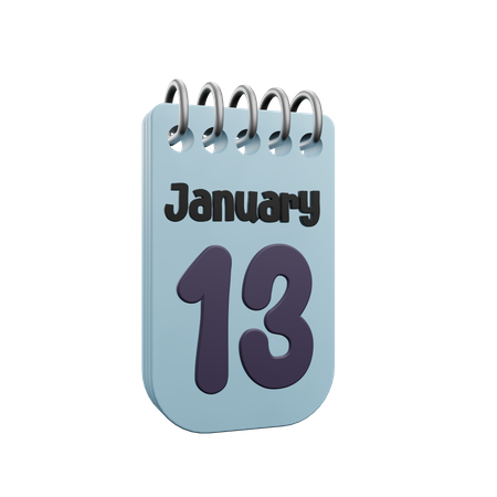 13 January Calender  3D Icon