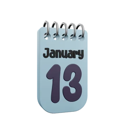 13 January Calender  3D Icon