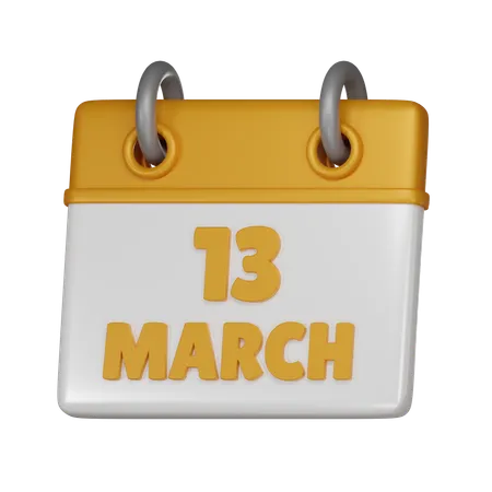 13 March  3D Icon