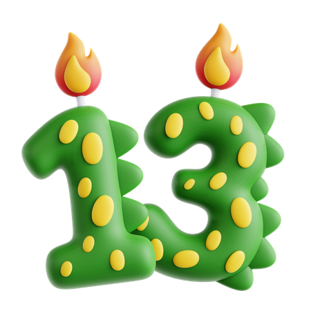 13 bougies dinosaures mignonnes  3D Icon