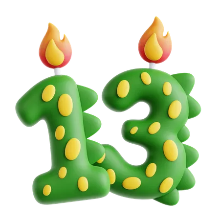 13 bougies dinosaures mignonnes  3D Icon