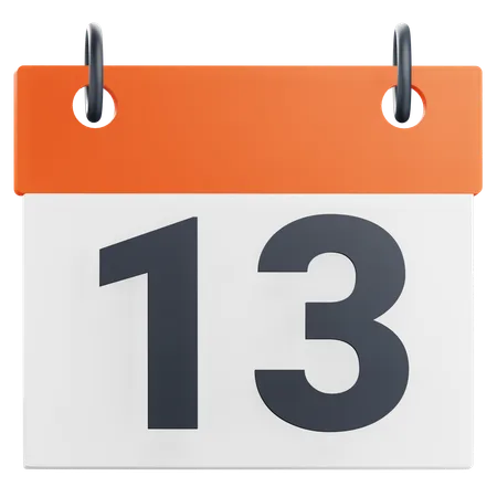 3 D 13 Th Thirteen Day Of Month Calendar Illustration 3D Icon