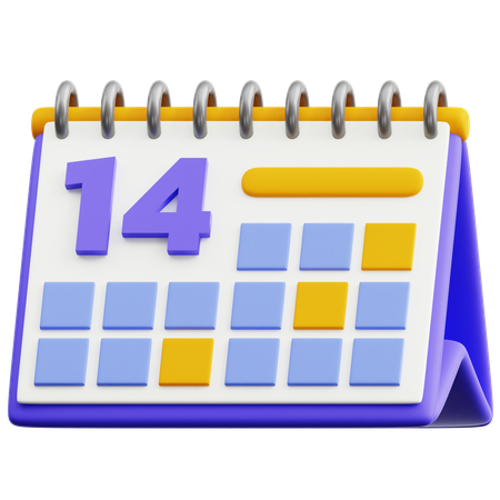 달력 날짜 14  3D Icon