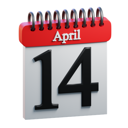 14 April Calendar  3D Icon