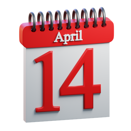 14 April Calendar  3D Icon