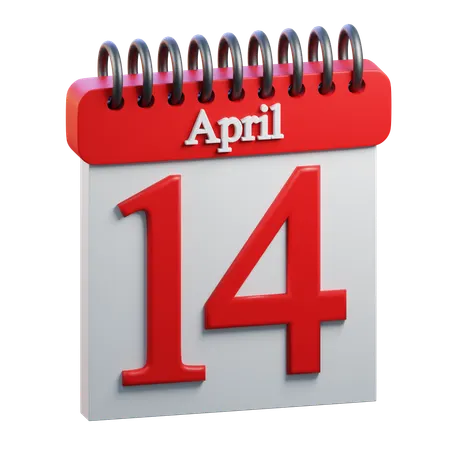 14 April Calendar  3D Icon